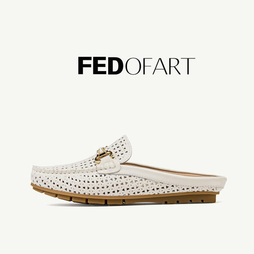 fed镂空牛皮包头一脚蹬穆勒鞋