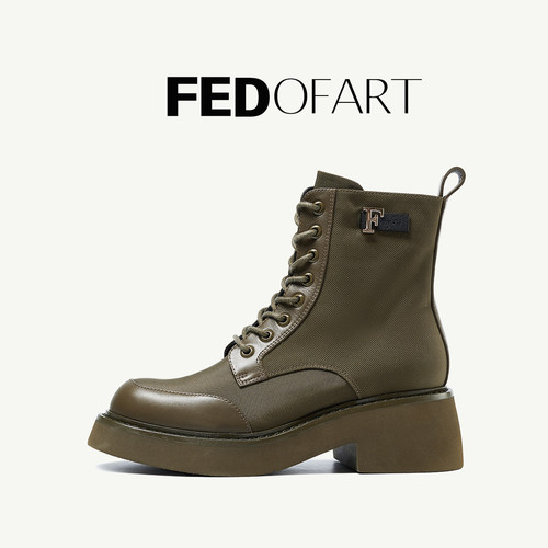 fed工装马丁靴女秋冬增高侧拉链