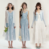 长裙 花边开衫 吊带裙 IHDXD 白色开衫