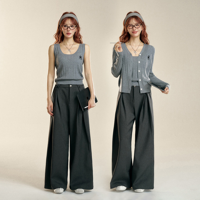 【所有姐姐的衣橱直播间】IHDXD针织刺绣两件套/西装阔腿裤