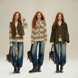 所有女生 雪花毛衣 衣橱直播间 马甲 牛仔裤 IHDXD夹克外套