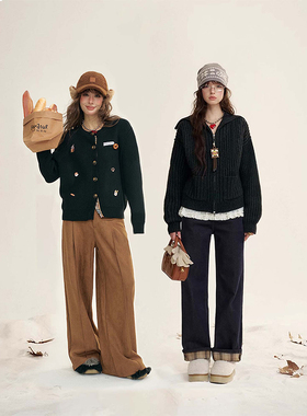 IHDXD 面包毛衣/薯片毛衣/拼接牛仔裤