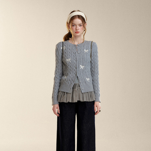 IHDXD 衣橱直播间 麻花蝴蝶结毛衣 所有姐姐