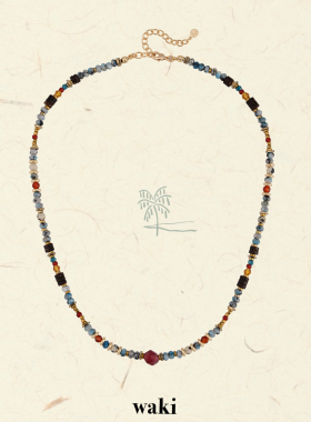 waki 宝石岛湖泊 Gem Lagoon 蓝色系天然石度假手工串珠项链