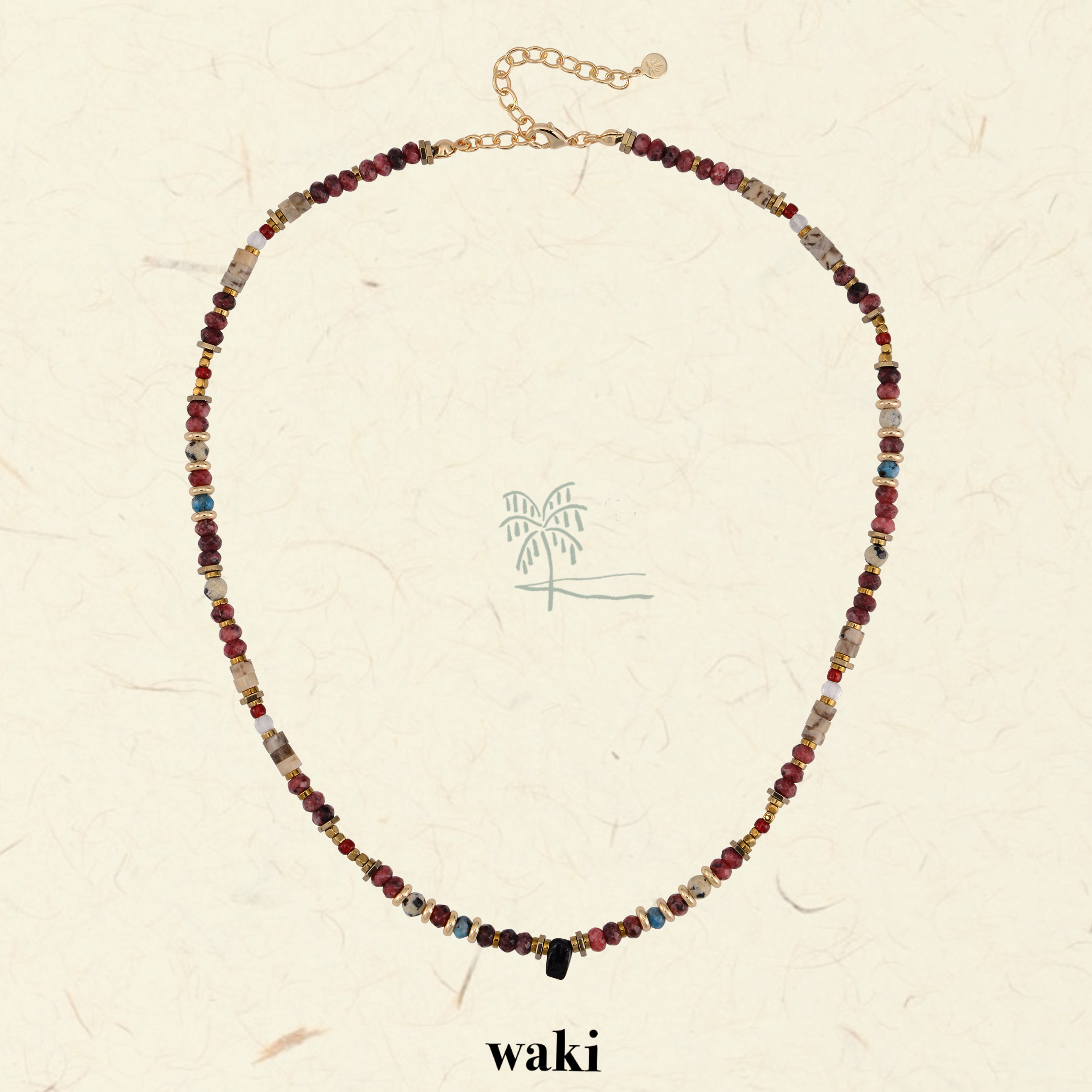 waki 富士芭菲 Fuji Parfait 天然石海岛度假感手工串珠项链