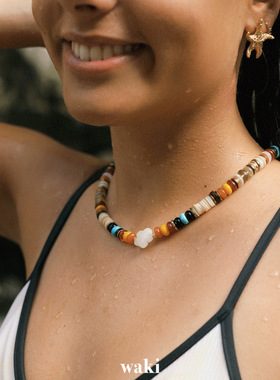 waki 热情地中海 Mediterranean Passion 彩色系小花手工串珠项链