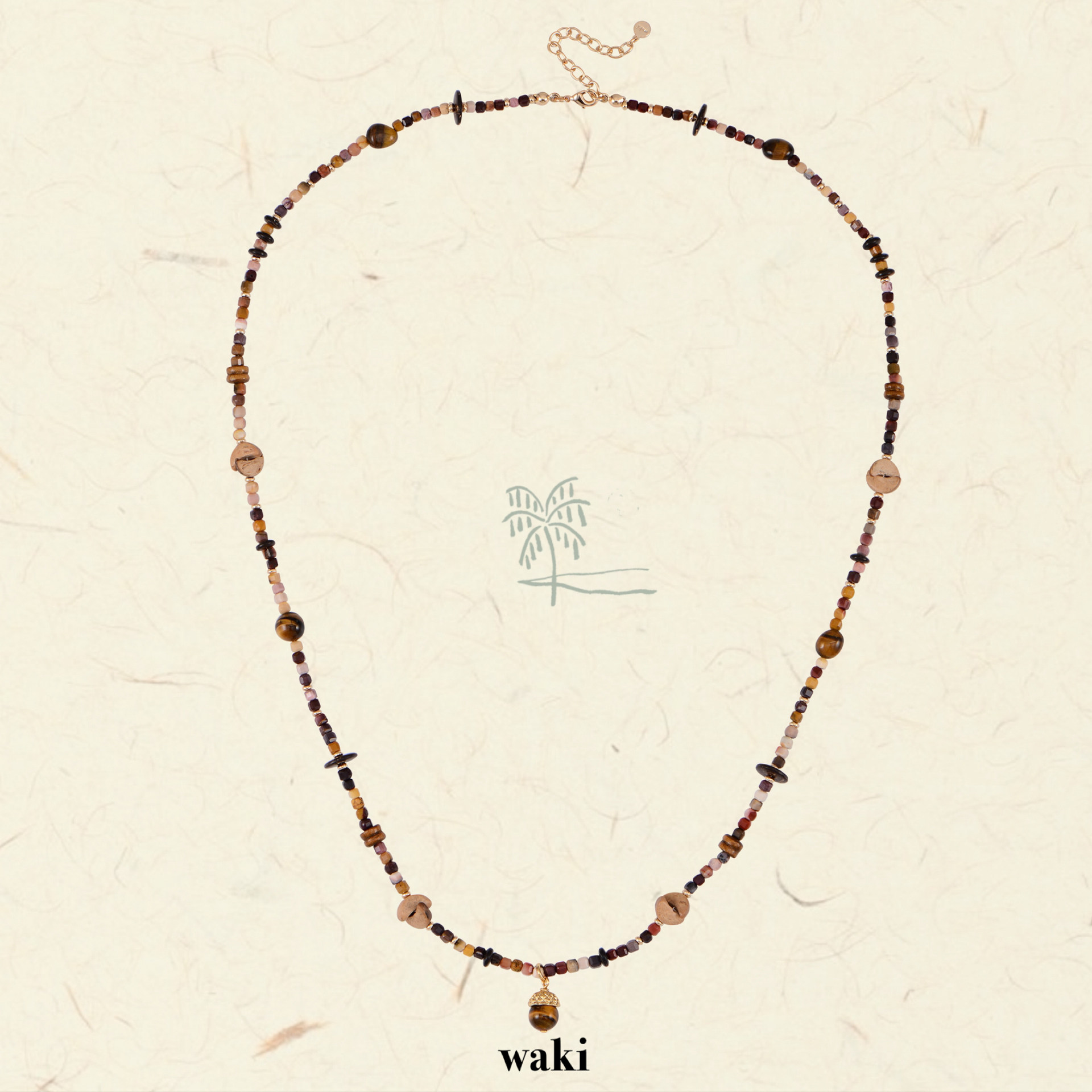 waki 拉奈岛 早秋大地色系长短款串珠项链百搭