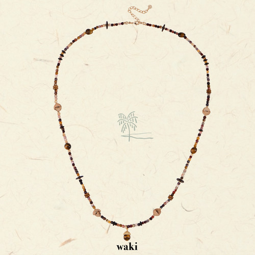 waki 拉奈岛 早秋大地色系长短款串珠项链百搭