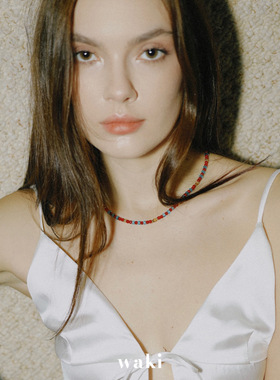 waki 加勒比盛夏 Caribbean Summer 红蓝撞色度假感手工串珠项链