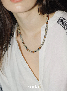 waki 芝麻甜甜圈 Sesame Donut 海岛斑点石度假感手工串珠项链