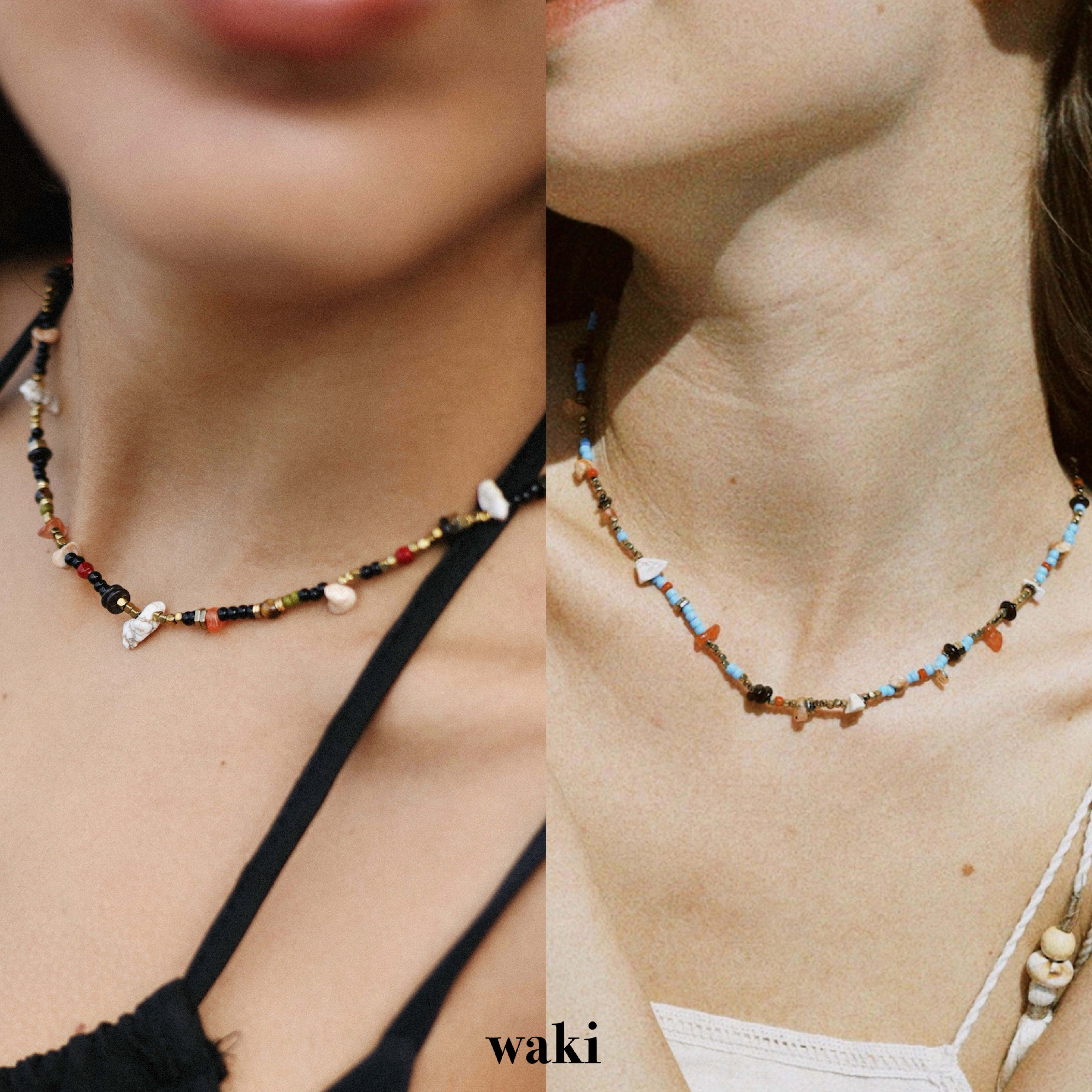 waki 索伦托假日/佩尼达假日 度假感不规则手工串珠项链