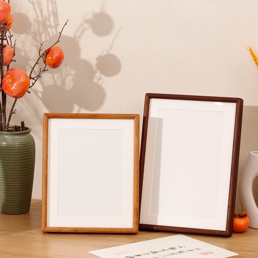 实木榫卯相框空框摆台8寸A4摆件空白纸书法毛笔字画框装裱DIY框架
