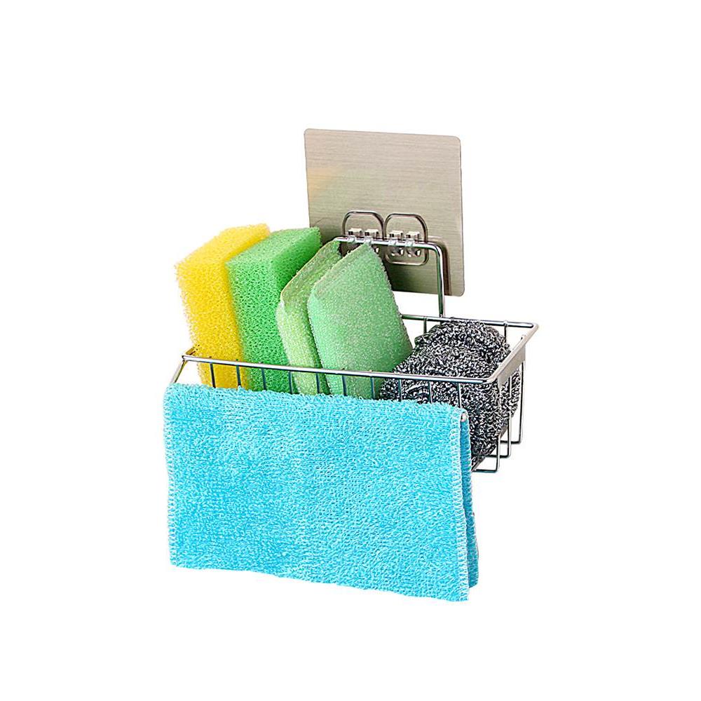 厨房不锈钢沥水篮水槽洗碗布沥水架壁挂免打孔置物架海绵抹布挂篮