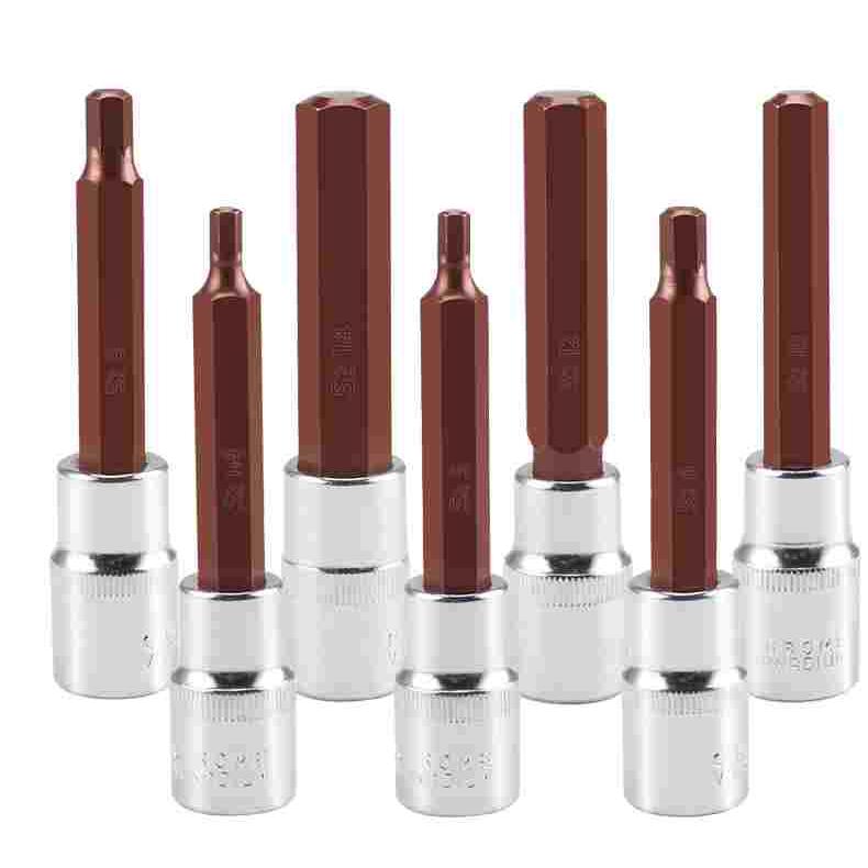 S2加长1/2内六角套筒头套装组合螺丝刀电动内6角旋具套筒批头扳手