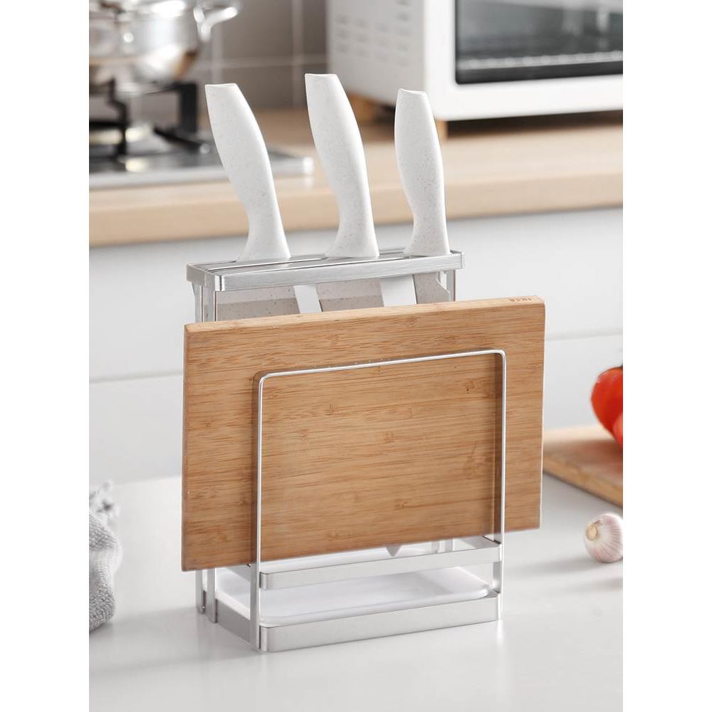 厨房刀架不锈钢刀座菜板砧板架一体置物架刀具收纳架