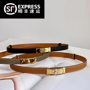 牛皮复古kelly凯莉皮带女腰带真皮百搭装饰收腰裤带细款高级感