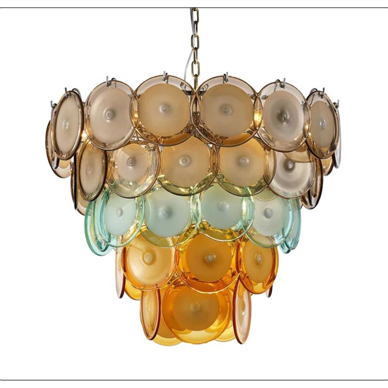 中古法式现代彩色玻璃吊灯复古北欧美式现代简约卧室客厅餐厅吊灯