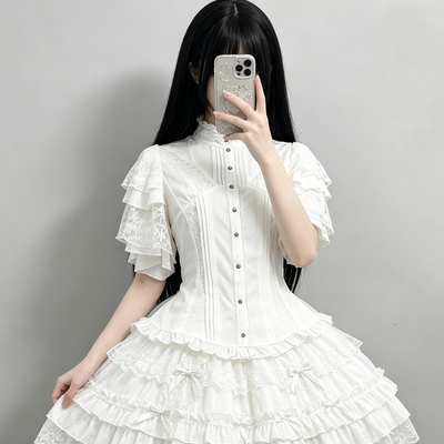 Lolita哥特风短袖白色上衣亚文化