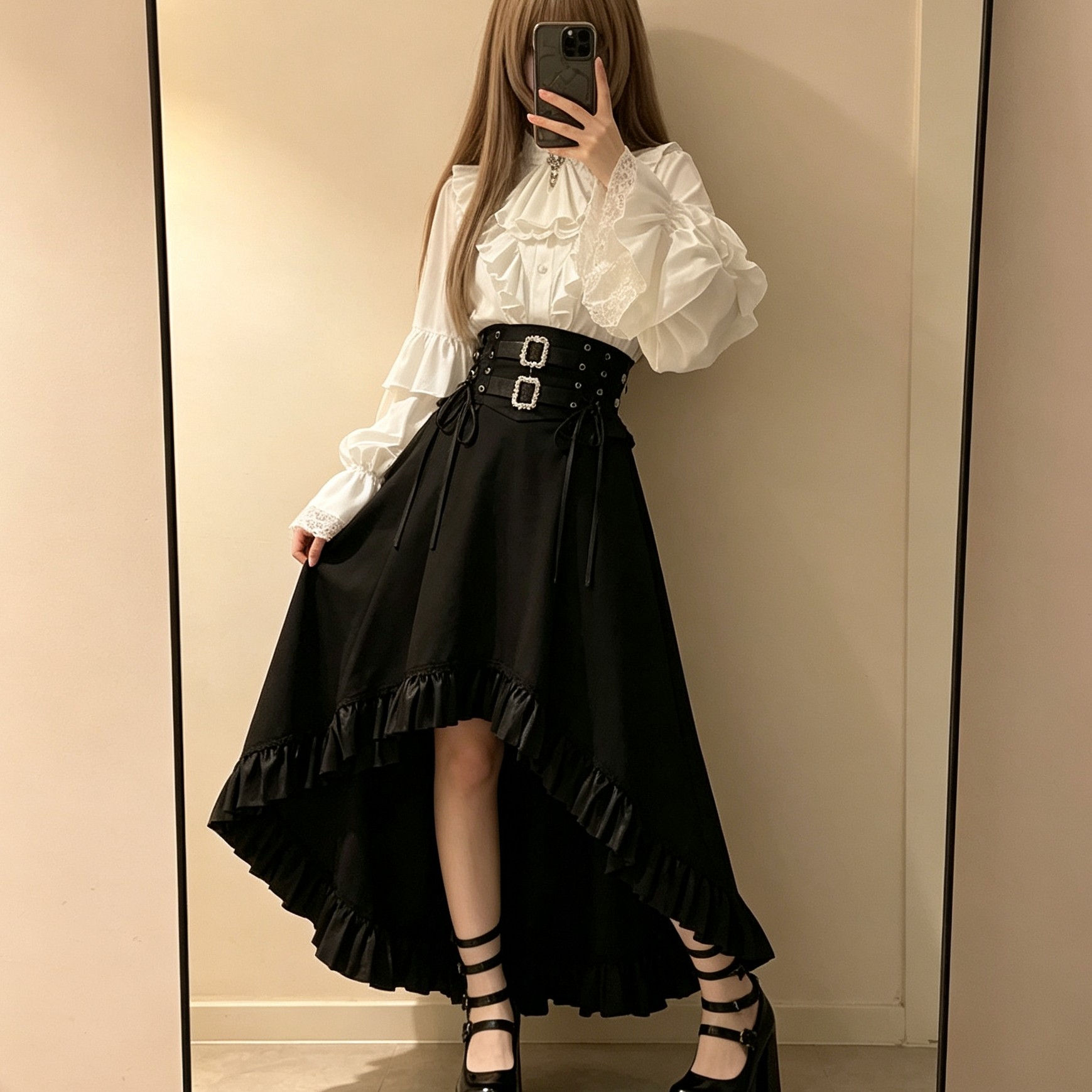 哥特Lolita姬袖衬衫高腰sk半身裙
