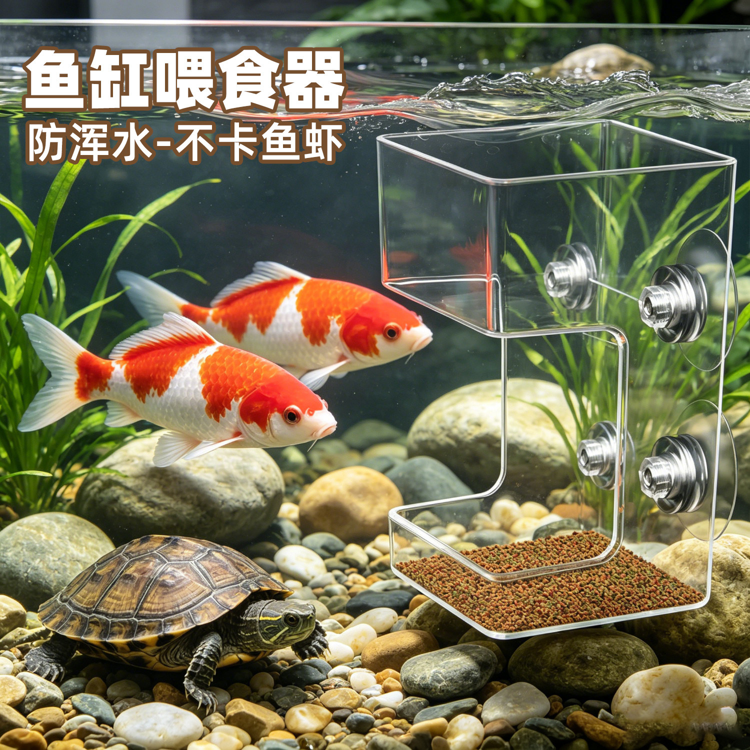 鱼缸吸盘自动投喂器防浑水喂食管