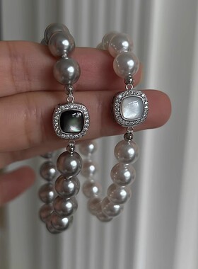 法国coopkoops925银轻奢高级真多麻色澳白色贝母扣手链小众精致