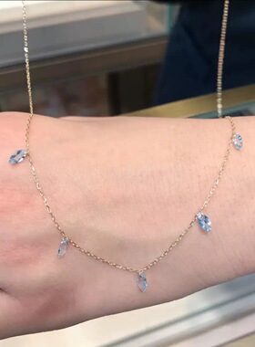 法国coopkoops925银小众海蓝宝马眼锆石满天星项链精致叠戴锁骨