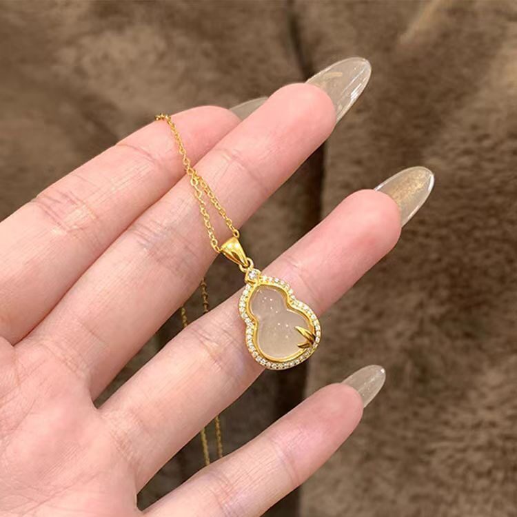 法国coopkoops925银镶玉髓葫芦项链女新中式国风高级感锁骨链