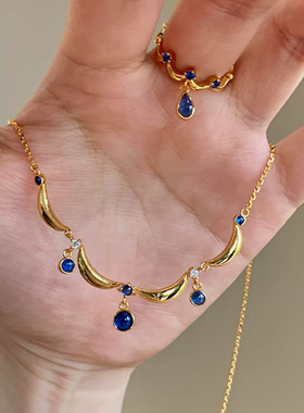 法国coopkoops925银蓝色水滴流苏花边手链项链戒指秋冬复古