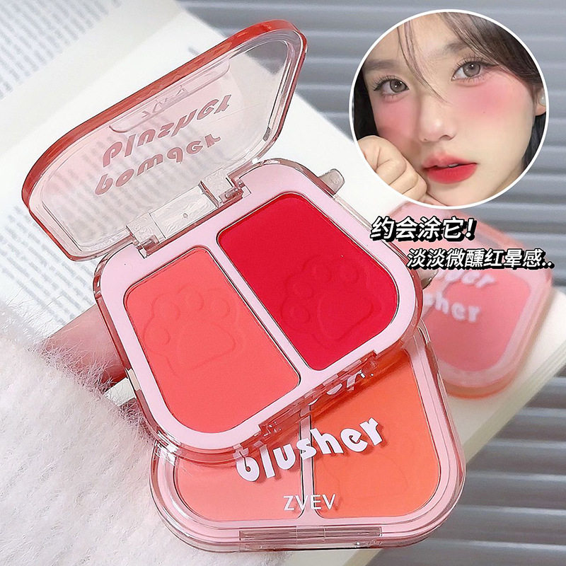 新款推荐zvev颊彩双色腮红哑光自然不飞粉持妆显色服帖修容氛围感