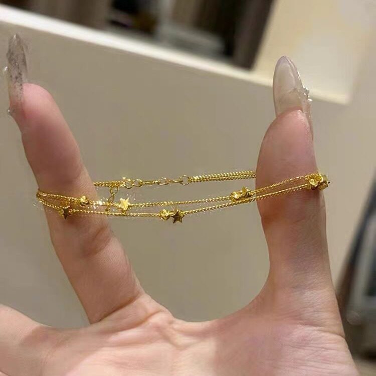 法国coopkoops925银双层星星超闪手链女款精致转运珠叠戴气质