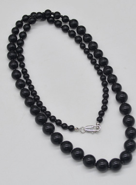 法国CoopKoop复古黑色圆珠珍珠大小渐变长项链ins小众高级多层