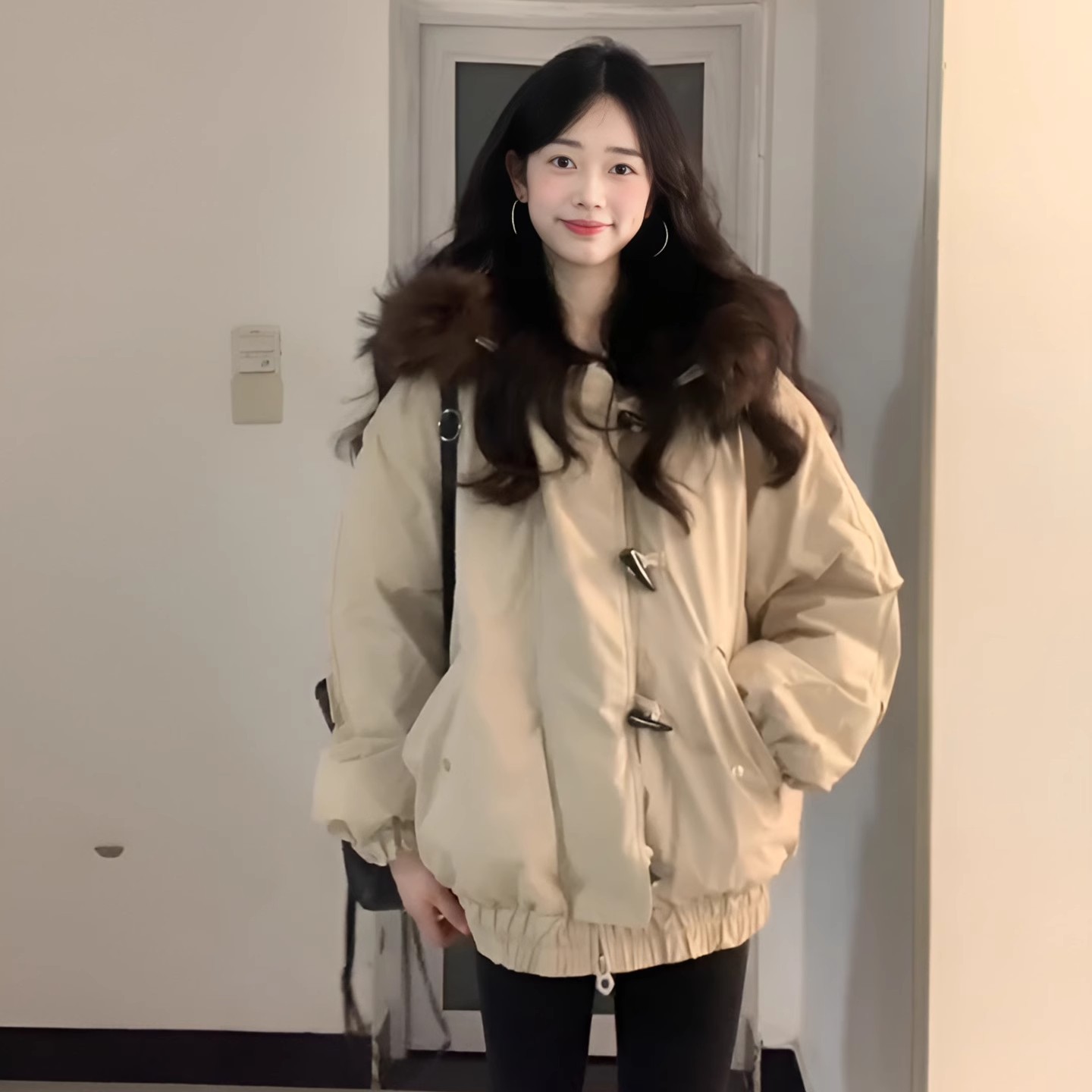 羽绒棉服女2025年新款韩系宽松派克服超好看毛领棉衣冬季加厚棉袄