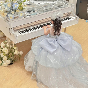 钢琴演奏礼服女童高端洋气公主裙2023小众轻奢生日模特走秀演出服