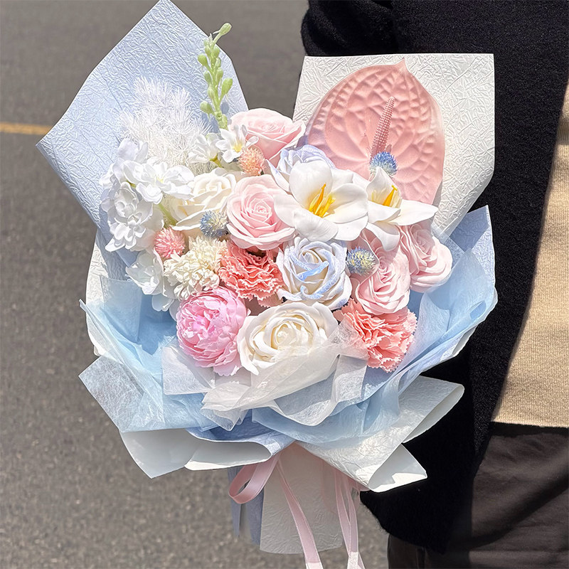 永生花花束礼物假花花束香皂彷真花生日礼物女生送闺蜜520情人节