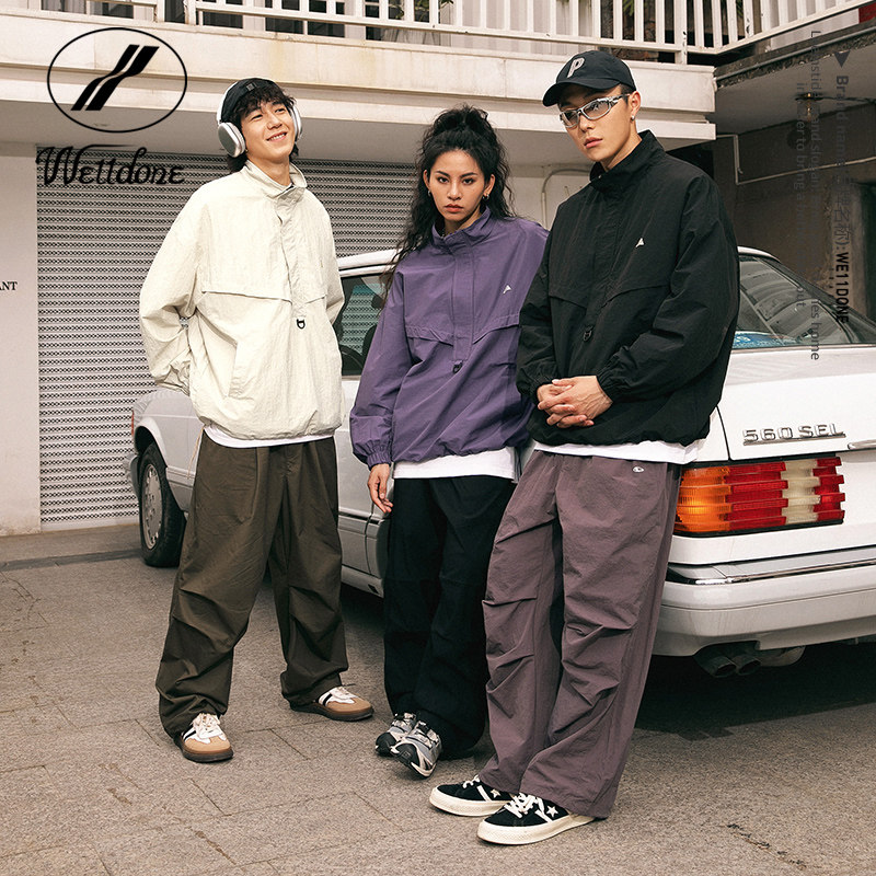 WE11DONE潮牌防水半拉链冲锋衣男