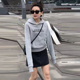灰色短款 穿搭好看chic上衣女款 连帽卫衣女2025新款 正肩显瘦早秋季