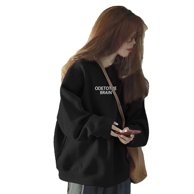 撞色加绒加厚圆领卫衣宽松