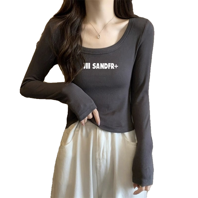 灰色低领打底衫女秋冬高级感紧身内搭长袖t恤漂亮加厚小个子上衣