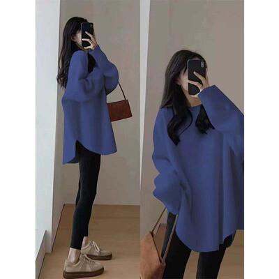 德绒打底衫女装内搭宽松中长款遮屁股上衣秋冬季磨毛加厚长袖T恤