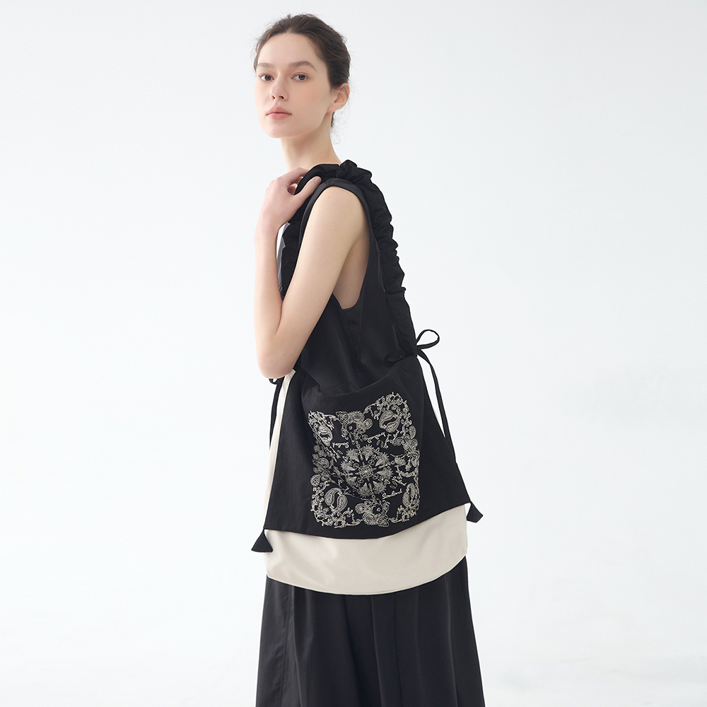 Somlord原创精美刺绣托特包2025夏新款复古慵懒风百搭休闲斜挎包