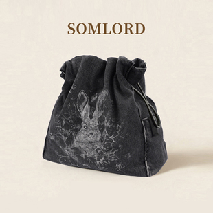 Somlord神洛Vintage风复古牛仔包·奢级进口百搭双肩包抽绳束口包