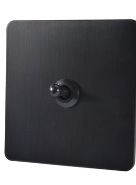 北欧简约风哑光黑色家用墙壁开关面板86J型铜拨杆金属复古开关插