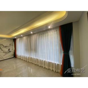 拼色窗帘现代轻奢风北欧风亮丝遮光窗帘云锦丝绸缎纱纯白纱