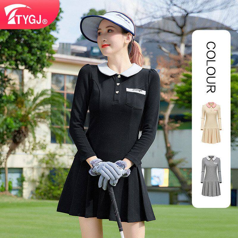 千品居 新品衣服秋冬显瘦连衣裙TTYGJ高尔夫领连衣裙收腰OLO百褶