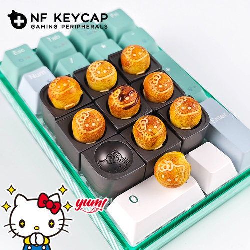 凯蒂猫章鱼小丸子键帽周边凯蒂猫机械键盘键帽可爱个性键帽客制化