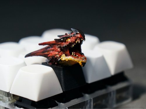 怪物猎人银火龙键帽机械键盘创意潮流赛博艺术立体个性树脂键盘帽