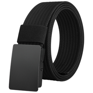 自动扣帆布腰带男士皮带简约商务学生军训裤带女百搭胖子布带加长