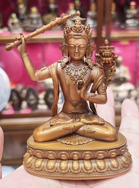 文殊/文殊师利佛像/文殊菩萨/江白央/10cm 紫铜佛像佛堂供奉摆件