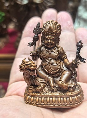 白财神/骑龙财神/藏巴拉/赞巴拉5cm紫铜佛像梵天佛堂招财财神摆件
