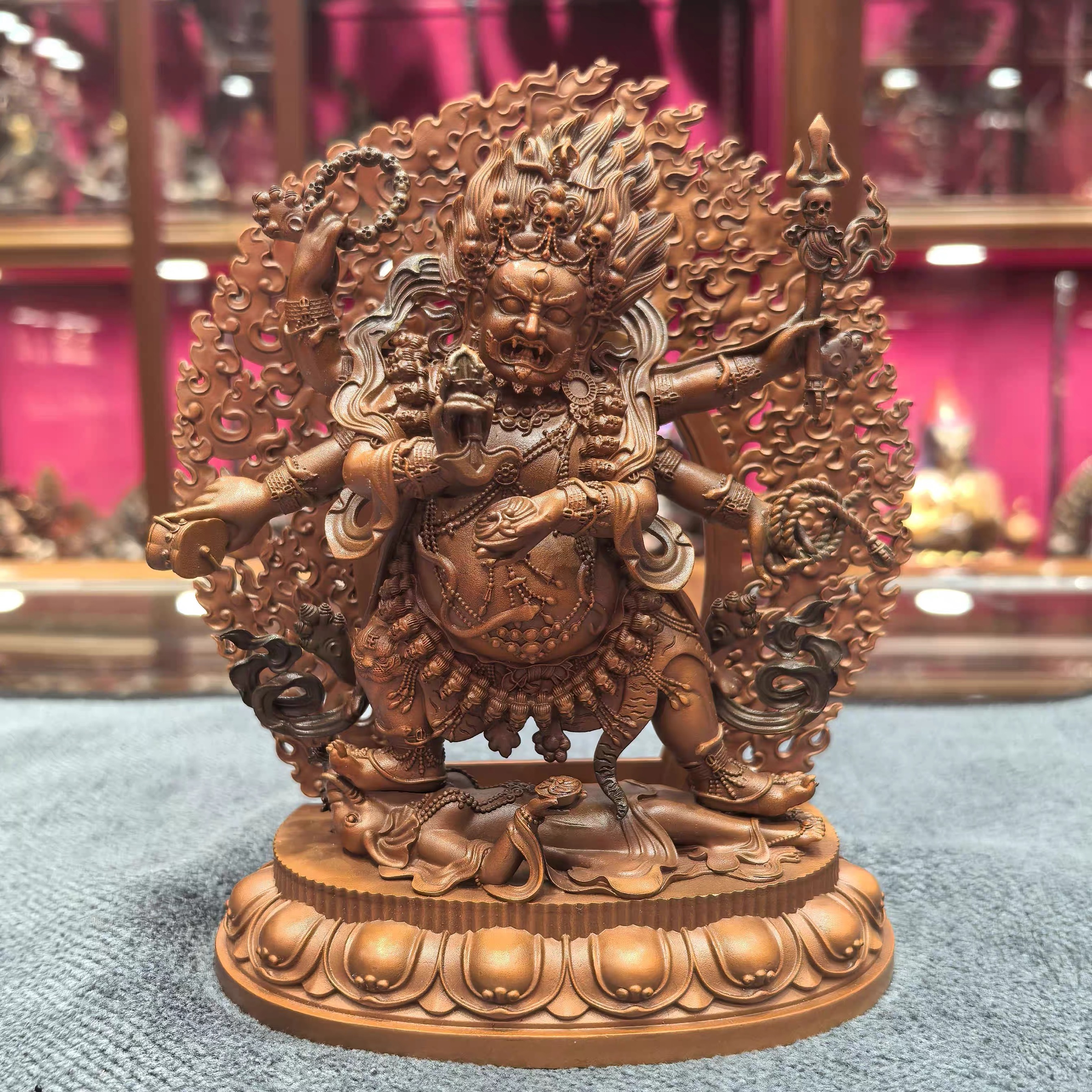 大黑天/玛哈嘎拉/六臂大黑天/六臂玛哈嘎拉/15cm紫铜佛像供奉摆件